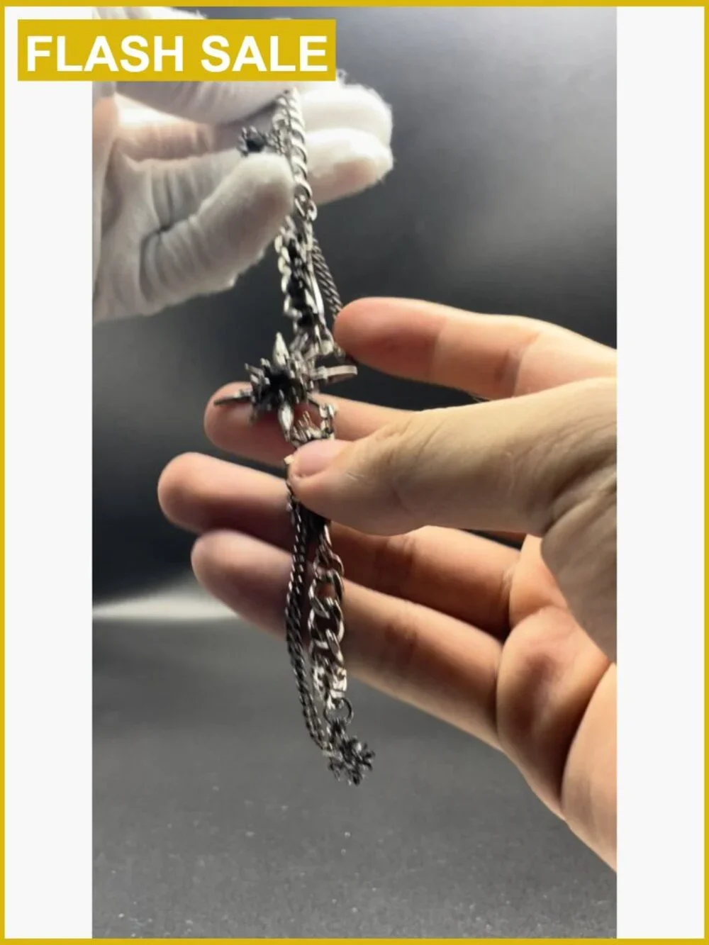 Layered Star Pendant Gothic Choker Necklace - Stainless Steel Punk Hip Hop